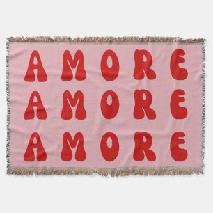 Retro 70s Roze en Rode AMORE Bubble Lettertype Deken