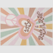 Retro 70s roze Peace Love Rock n Roll Decoupage Tissuepapier (Voorkant)