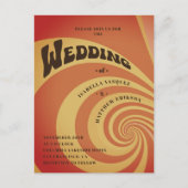Retro 70s Sinaasappel Geel QR Code Huwelijk Briefkaart (Voorkant)