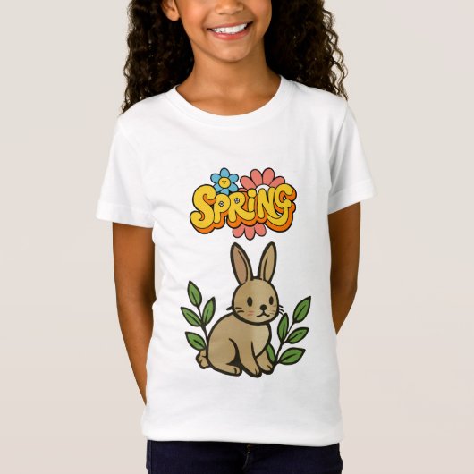 Retro 70s Spring Bunny Graphic Design T-shirt (Voorkant)