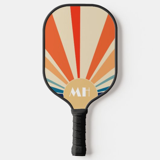 Retro 70s Starburst Sunrise Stripes Monogram Pickleball Paddle (Achterkant)