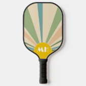 Retro 70s Starburst Sunrise Stripes Monogram Pickleball Paddle (Voorkant)