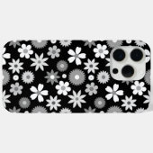 Retro 70s stijl bloem zwart-wit patroon Case-Mate iPhone case (Achterkant (horizontaal))
