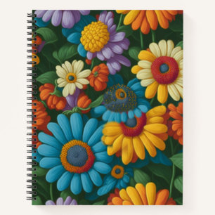 Retro 70s stijl kleurrijke madeliefjes notitieboek