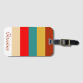 Retro 70s strepen met meerdere kleuren bagagelabel (Voorkant (horizontaal))