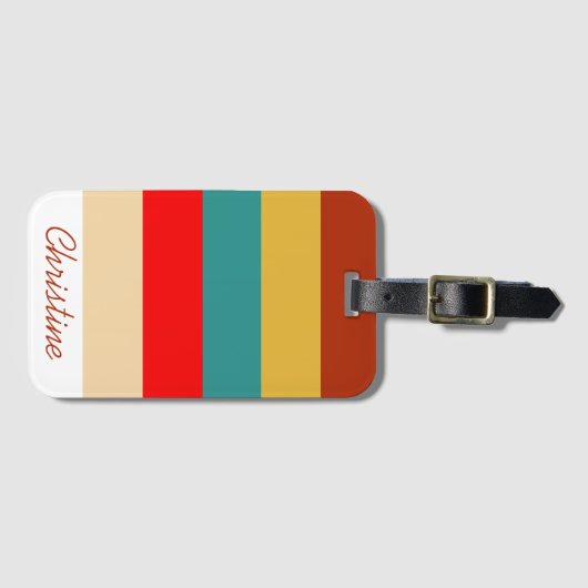 Retro 70s strepen met meerdere kleuren bagagelabel (Voorkant (horizontaal))