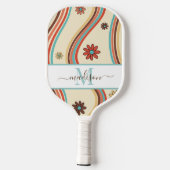 Retro 70s  Stripes Custom Monogram Pickleball Paddle (Achterkant)