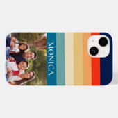 Retro 70s Stripes Foto Moderne Sjabloon Monogram Case-Mate iPhone Case (Achterkant (horizontaal))
