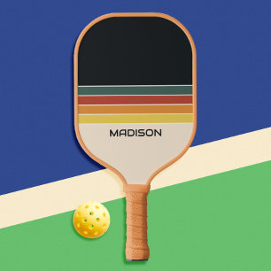 Retro 70s Stripes gepersonaliseerd Pickleball Paddle