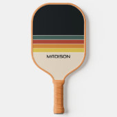 Retro 70s Stripes gepersonaliseerd Pickleball Paddle (Voorkant)
