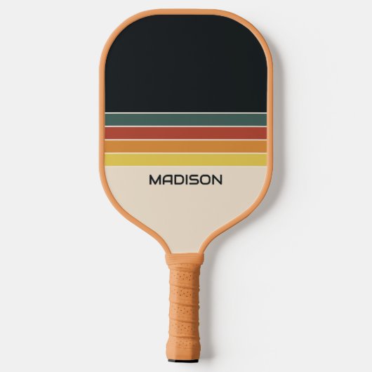 Retro 70s Stripes gepersonaliseerd Pickleball Paddle (Achterkant)