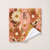 Retro 70s Summer Floral Daisy Custom Name (Gant de toilette)