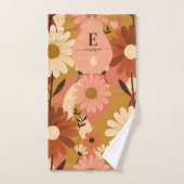 Retro 70s Summer Floral Daisy Custom Name Bad Handdoek (Handdoek)