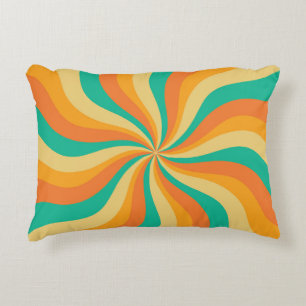 Retro 70s Sunburst Kleurrijke achtergrond Accent Kussen