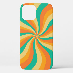 Retro 70s Sunburst Kleurrijke achtergrond iPhone 12 Hoesje