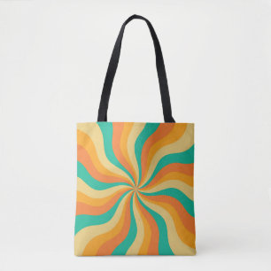 Retro 70s Sunburst Kleurrijke achtergrond Draagtas