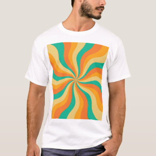 Retro 70s Sunburst Kleurrijke achtergrond T-shirt