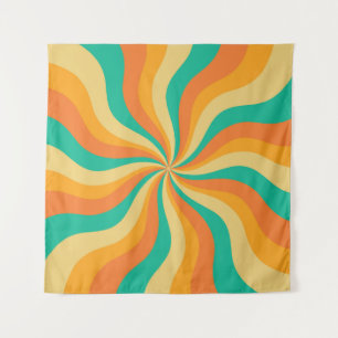 Retro 70s Sunburst Kleurrijke achtergrond Wandkleed