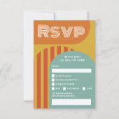 retro 70s terracotta arch bruiloft rsvp kaart (Voorkant)