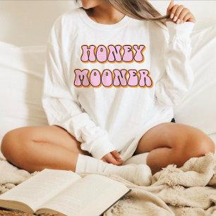 Retro 70's thema Huwelijksreis Bruid T-shirt