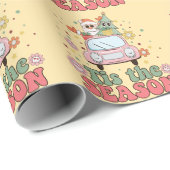 Retro 70's Tis Het Seizoen Leuke Sinterklaas Cadeaupapier (Rol Hoek)