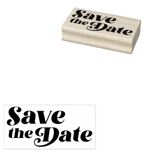 Retro 70s Typografie Wedding Save the Date Rubberstempel (Gestempeld)