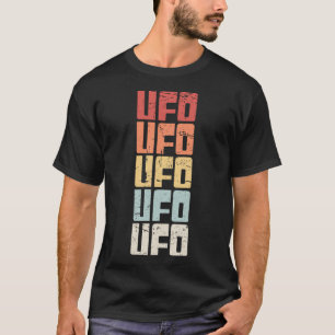 Retro 70S UFO buitenaardse tekst T-shirt