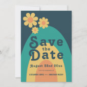 Retro 70s Vintage Margriet Boog Bruiloft Save The Date (Voorkant)