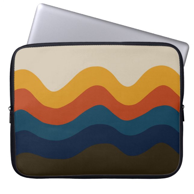 Retro  70's Waves Laptop Sleeve (Voorkant)