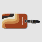 Retro 70s Wavy Oranje Groovy Hippie Personalized Bagagelabel (Voorkant (horizontaal))