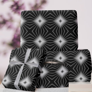 Retro 70s zwart wit geometrisch inpakpapier
