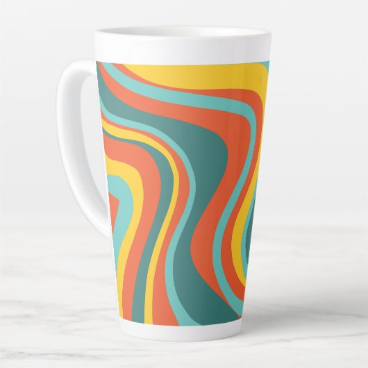 Retro 70s zwemt achtergrond latte mok (Linkerhoek)