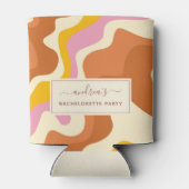 Retro 70s zwemt Geometrische Bachelorette Party Fu Blikjeskoeler (Achterkant)