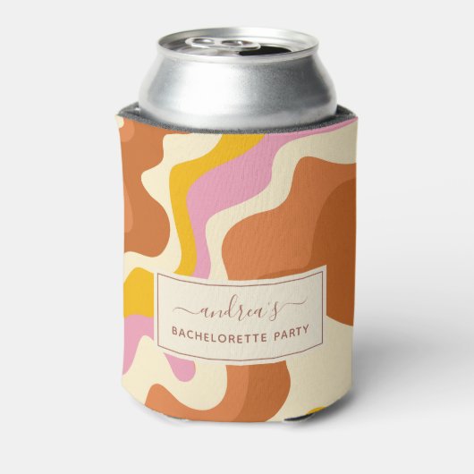 Retro 70s zwemt Geometrische Bachelorette Party Fu Blikjeskoeler (Blikje Achterkant)