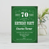 Retro 70th Birthday Party - Green White Kaart (Staand voorkant)