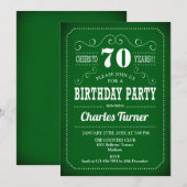 Retro 70th Birthday Party - Green White Kaart (Voorkant / Achterkant)
