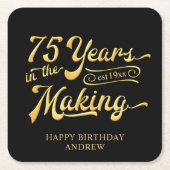 Retro 75e verjaardag 75 jaar in de maak Custom Vierkante Kartonnen Onderzetter (Voorkant)