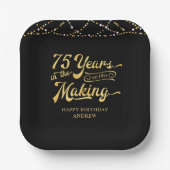 Retro 75e verjaardag 75 jaar in de schijnwerpers papieren bordje (Voorkant)