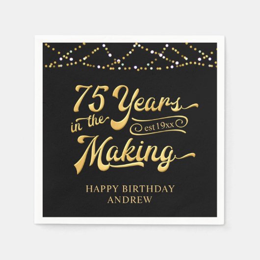 Retro 75e verjaardag 75 jaar in de schijnwerpers servet (Voorkant)