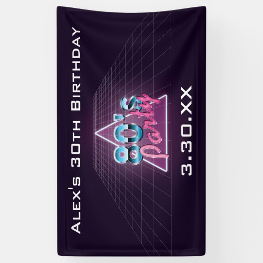 Retro 80-partijbanner spandoek (Verticaal)