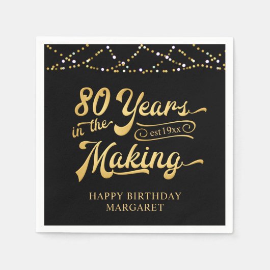 Retro 80e verjaardag 80 jaar in de schijnwerpers servet (Voorkant)