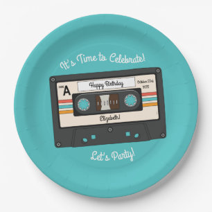 Retro 80's 90 Cassettebandje Music Birthday Party Papieren Bordje