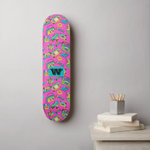 Retro 80s 90s Fun Colorful Tech Neon Pink Monogram