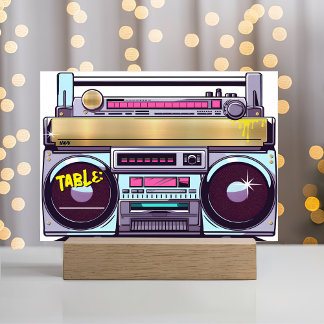 Retro 80's 90's Hip Hop Kleurrijke Boombox bruilof Plaatskaartje