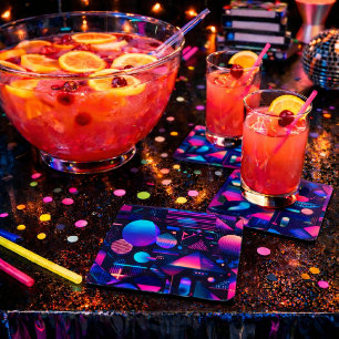 Retro 80's 90's Memphis Geometrisch Vierkante Kartonnen Onderzetter