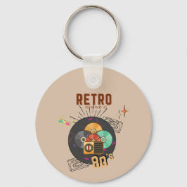 Retro 80s/90s Muziek CD Hoesje Design Sleutelhanger