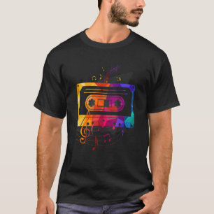 Retro 80's 90's Muzieknoten Cassettebandje mixtape T-shirt