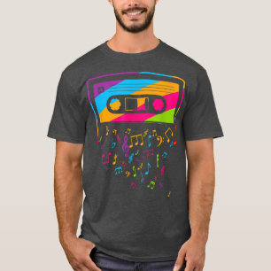 Retro  80's 90's Muzieknoten Cassettebandje T-shirt
