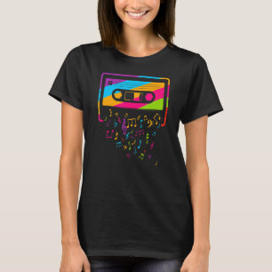Retro 80's 90's Muzieknoten Cassettebandje T-shirt