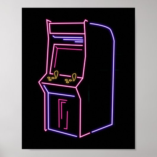 Retro 80s 90s NeON Arcade Machine Arcade Kabinet Poster (Voorkant)